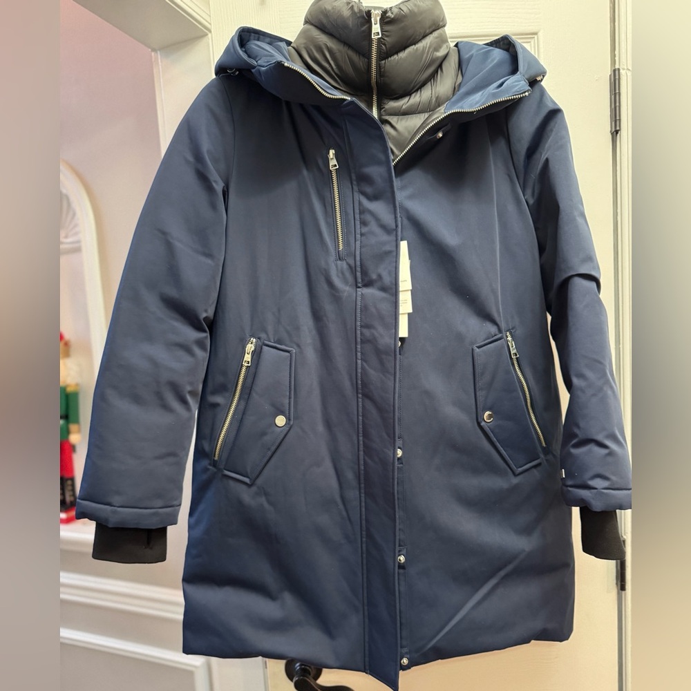 NWT SOIA & KYO Women's BELINA - Hooded DOWN coat L Navy/Lapis